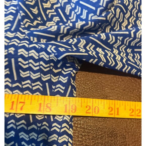 Anthropology HD In Paris Blue & White Patterned Long Sleeve Blouse - US 0 - Picture 6 of 8